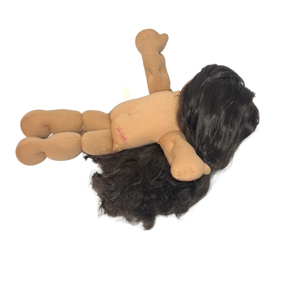 Charming Cabbage Patch Doll with Long Black Hair and Striped Dress - Picture 3 of 4